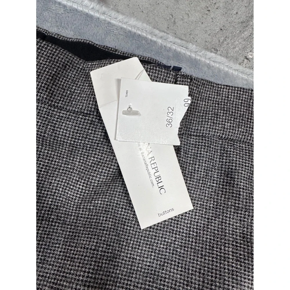 Banana Republic Mens 36x32 Modern Fit Houndstooth 100% Wool Dress Pants Brown